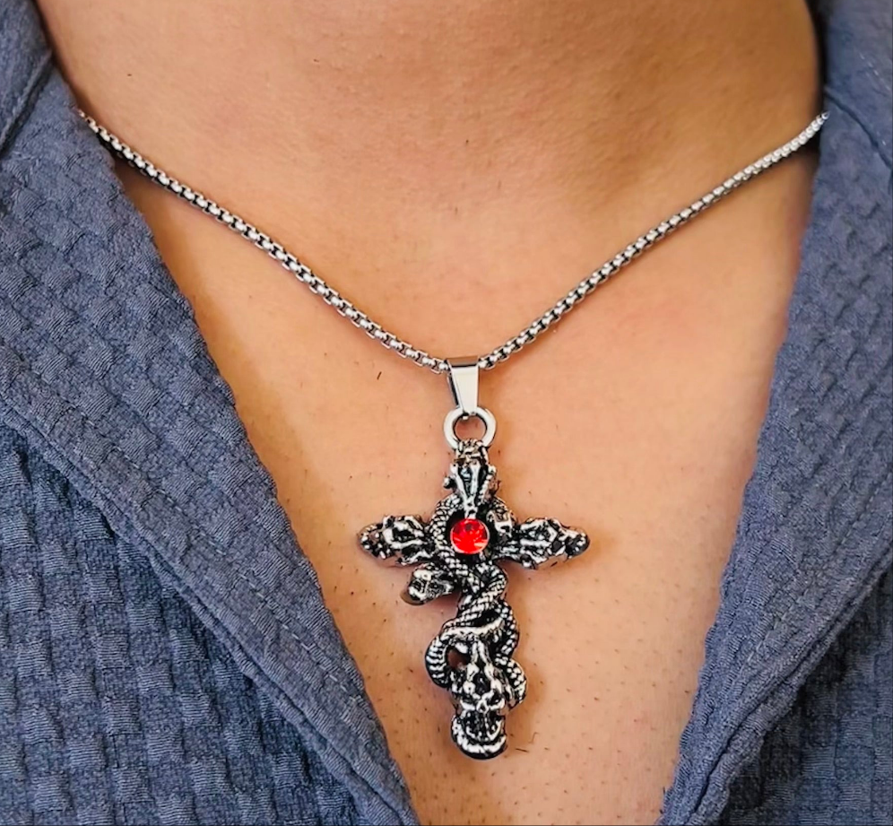 Serpent Cross Necklace