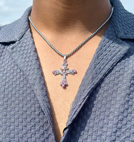 Pink Cross Necklace