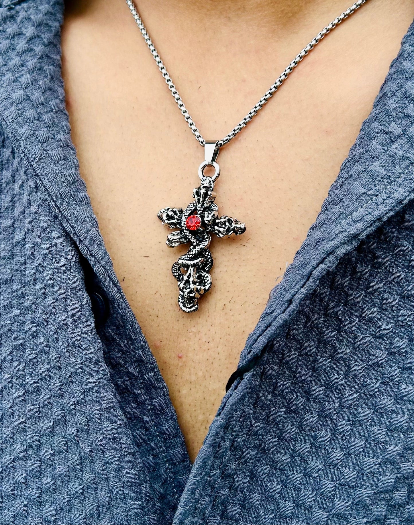 Serpent Cross Necklace