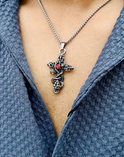 Serpent Cross Necklace