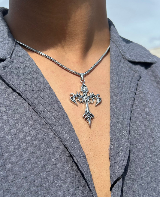 Dark Flame Cross Necklace