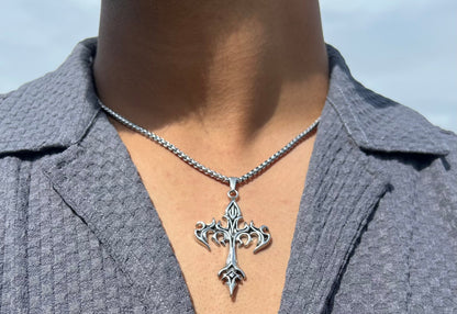 Dark Flame Cross Necklace