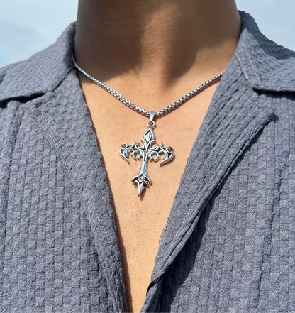 Dark Flame Cross Necklace