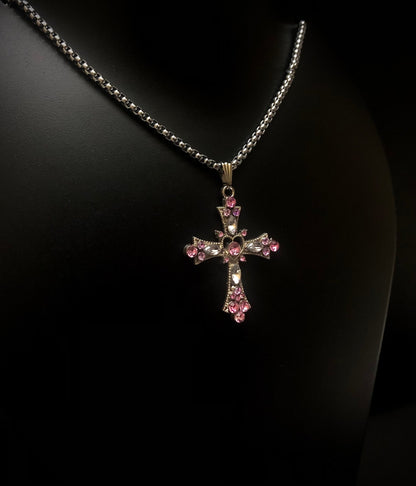 Pink Cross Necklace