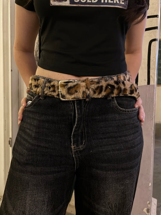 Leopard Fur Belt