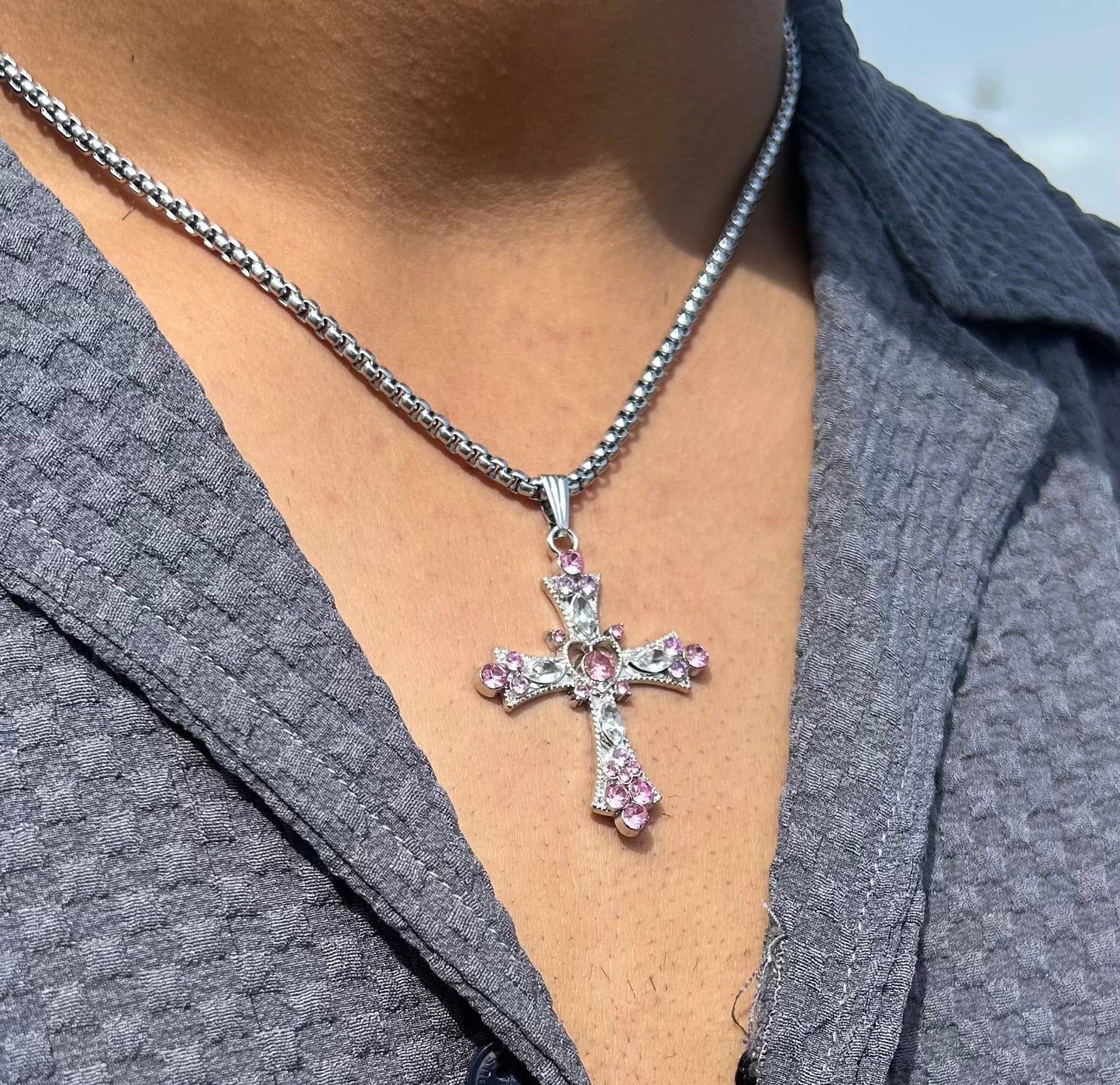 Pink Cross Necklace