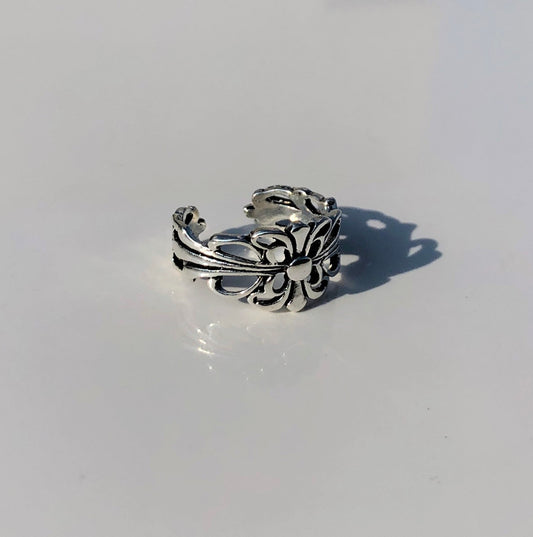 Double Floral Chrome Ring