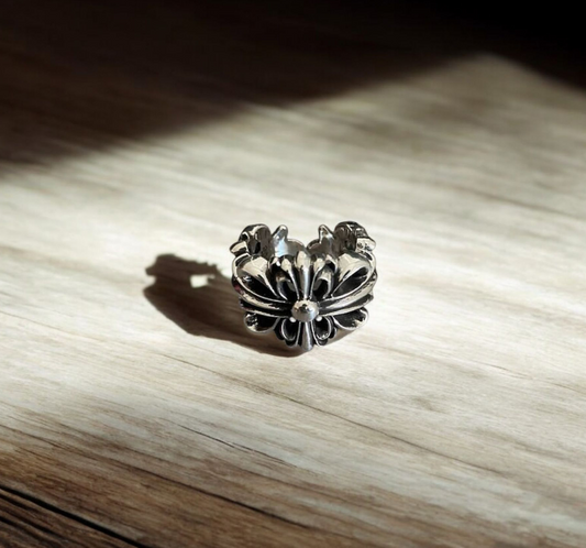 Double Floral Chrome Ring