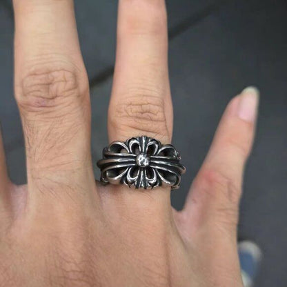 Double Floral Chrome Ring