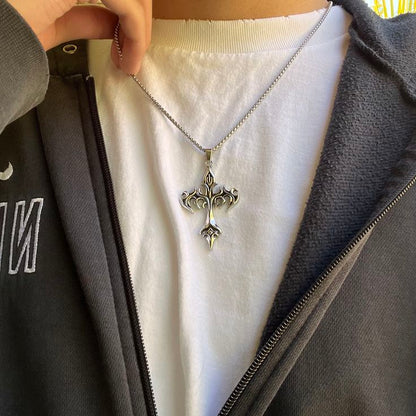 Dark Flame Cross Necklace