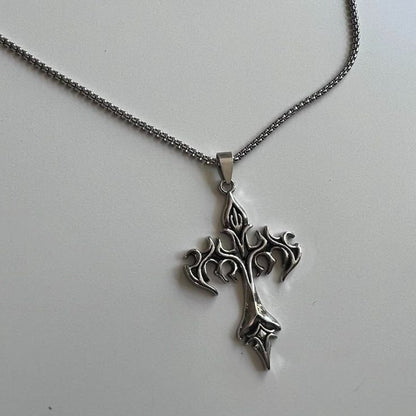 Dark Flame Cross Necklace